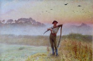 Een Herfstochtend: De Maaier...Een Man met een Zeis