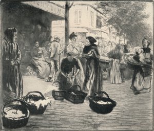 Openluchtmarkt, Avenue de Clichy, 1915 door Edgar Chahine