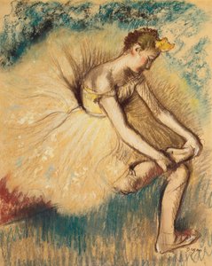 Een danseres die haar schoen aantrekt, 1896