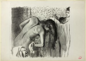 Na het Bad (grote versie) door Edgar Degas