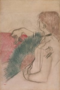 In het Theater, Vrouw met een Waaier door Edgar Degas