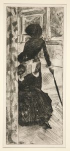 In het Louvre: Schilderij (Mary Cassatt) door Edgar Degas