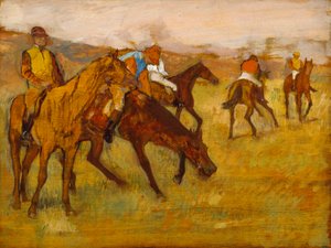 Voor de race door Edgar Degas