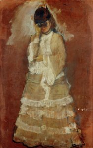 Dame met verrekijker door Edgar Degas