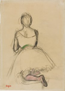 Danser knielt, op de rug gezien door Edgar Degas