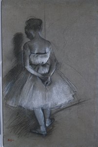 Danseres staand met handen gekruist achter haar rug, 1874 door Edgar Degas