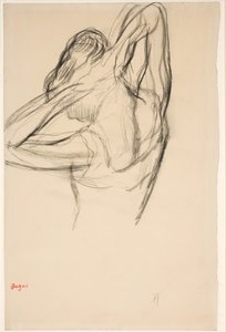 Danseres, halve lichaam, armen gekruist achter haar hoofd, ca. 1890