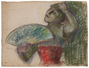 Danseres met een waaier door Edgar Degas