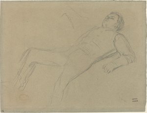 Gevallen jockey studie voor scène uit de steeplechase: De gevallen jockey, ca. 1866