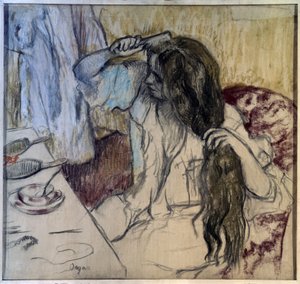 Vrouw bij haar toilet door Edgar Degas