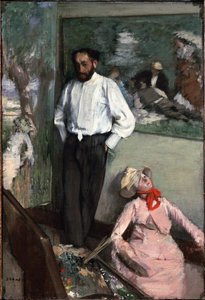 De man en de pop of Portret van Henri Michel Levy in zijn atelier door Edgar Degas