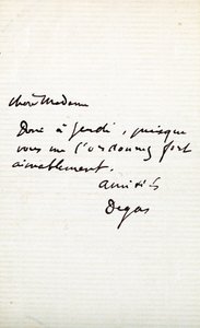 Brief van de kunstenaar aan Berthe Morisot door Edgar Degas
