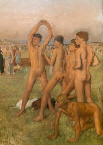 Kleine Spartaanse meisjes die jongens uitdagen (detail)