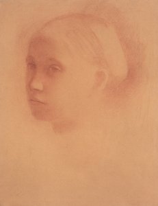 Marguerite Degas als kind, ca. 1854 (sanguine op papier) door Edgar Degas
