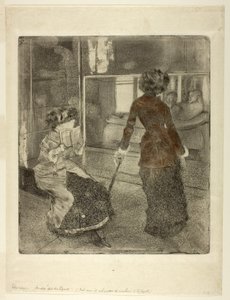 Mary Cassatt in het Louvre: De Etruskische Galerij door Edgar Degas