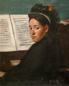 Miss Dihau aan de piano. Rond 1870. Olie op doek. door Edgar Degas