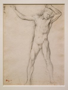 Naakt gezicht, armen omhoog, circa 1859-1861. Grafiet op velijnpapier.