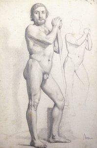 Naakte man staand, c.1856 door Edgar Degas