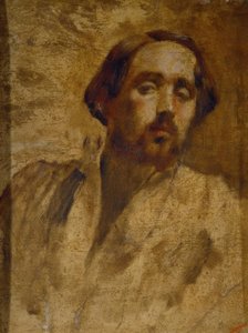 Portret van de kunstenaar in atelierblouse door Edgar Degas
