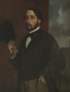 Zelfportret met Opgeheven Hoed door Edgar Degas