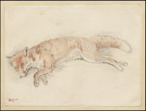 Studie voor "Dode Vos in het Bos" door Edgar Degas