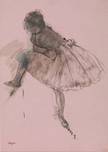 Studie van een balletdanseres recto, Twee studies van dansers verso door Edgar Degas