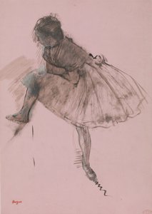 Studie van een balletdanser recto, twee studies van dansers verso, ca. 1873 door Edgar Degas