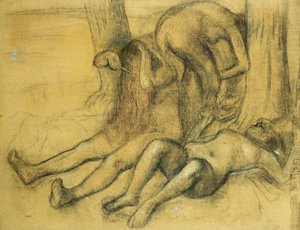 Drie baders onder een boom door Edgar Degas
