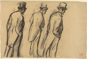 Drie Studies van Ludovic Halévy Staand door Edgar Degas