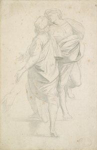 Twee Figuren op een Trap, naar Raphael door Edgar Degas