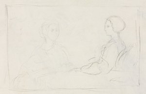 Twee zittende vrouwen verso, 1856-1860 door Edgar Degas