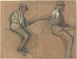 Twee studies van een jockey door Edgar Degas