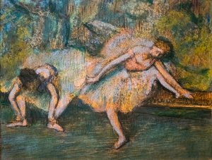 Twee dansers. Rond 1900. Pastel op papier op karton. door Edgar Degas