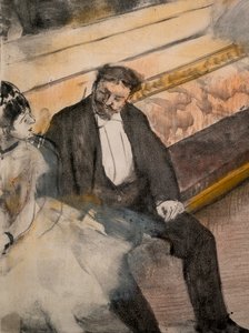 Twee mannen en twee dansers (detail). Rond 1876-1877. Pastel op monotype.