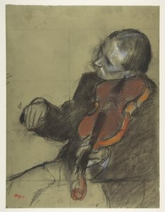 Violiste, studie voor "De dansles" door Edgar Degas