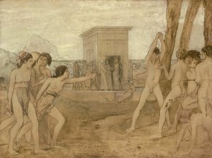 Jonge Spartaanse meisjes die jongens uitdagen, ca. 1860 door Edgar Degas