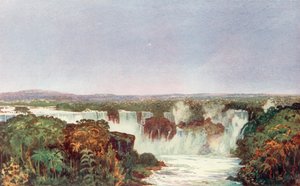 Gedeeltelijk uitzicht op de watervallen van Iguassu, kruising van Brazilië, Paraguay en Argentinië, benaderd vanuit het noorden door het Brazil Railway Company-systeem