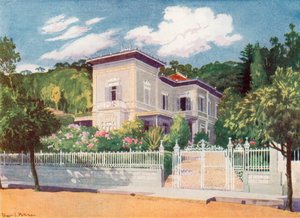 Residentie van de heer Joseph Walker, Petropolis (kleur litho) door Edgar L. Pattison