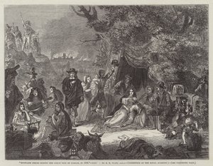 Highgate Fields tijdens de Grote Brand van Londen, in 1666 door Edgar Melville Ward
