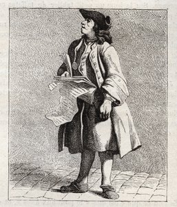 De roeper van de winnende nummers (Loterij) - Klein beroep van Parijs (Études prises dans le bas Peuple, ou les Cris de Paris) - gravure door Edme Bouchardon (1698-1762) door Edmé Bouchardon