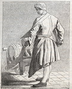 De azijnverkoper - Klein beroep van Parijs (Études prises dans le bas Peuple, ou les Cris de Paris) - gravure door Edme Bouchardon (1698-1762)