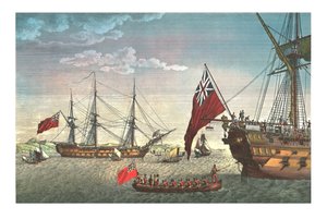 Napoleon gaat aan boord van de Northumberland voor zijn reis naar Sint-Helena, 8 augustus 1815, ca. 1850