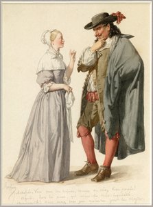 Portret van Agnes en Arnolphe, c.1870 (aquarel) door Edmond Aime Florentin Geffroy