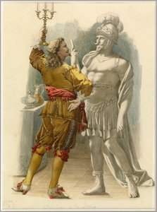 Portret van Dom Juan en het standbeeld, c.1870 (aquarel) door Edmond Aime Florentin Geffroy