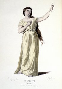 Het personage Pauline in de tragedie Polyeucte martelaar - Volledig Theater: (Verzameling toneelstukken van Corneille) tekening door Geffroy, gravure door L. Wolff - uitgegeven door Laplace, Sanchez et Cie, Parijs 1884 door Edmond Aime Florentin Geffroy