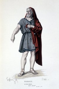 Het personage van de oude Horace in de tragedie Horace - Volledig Theater: (Collectie van toneelstukken van Corneille) tekening door Geffroy, gravure door L. Wolff - ed. Laplace, Sanchez et Cie, Parijs 1884 door Edmond Aime Florentin Geffroy