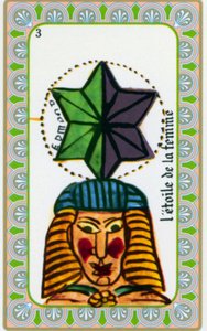 tarot door magiër Belline getekend door Edmond Billaudot ca. 1845 en gegeven aan helderziende Belline voor heruitgave: kaart van de ster van de vrouw door Edmond Billaudot
