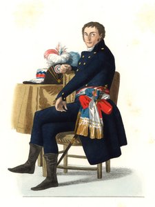 Ferdinand Guillemardet, ambassadeur van de Franse republiek in Spanje 18e eeuw, gebaseerd op een schilderij van Francisco Goya - Lithografie van een illustratie door Edmond Lechevallier-Chevignard