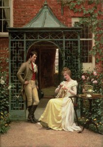 Op de drempel door Edmund Blair Leighton