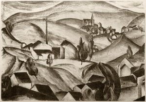 Landschap met Huizen door Edmund Fabry